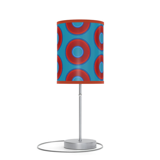Lumpy Accent Lamps - red vivid donuts w/aquamarine blue background