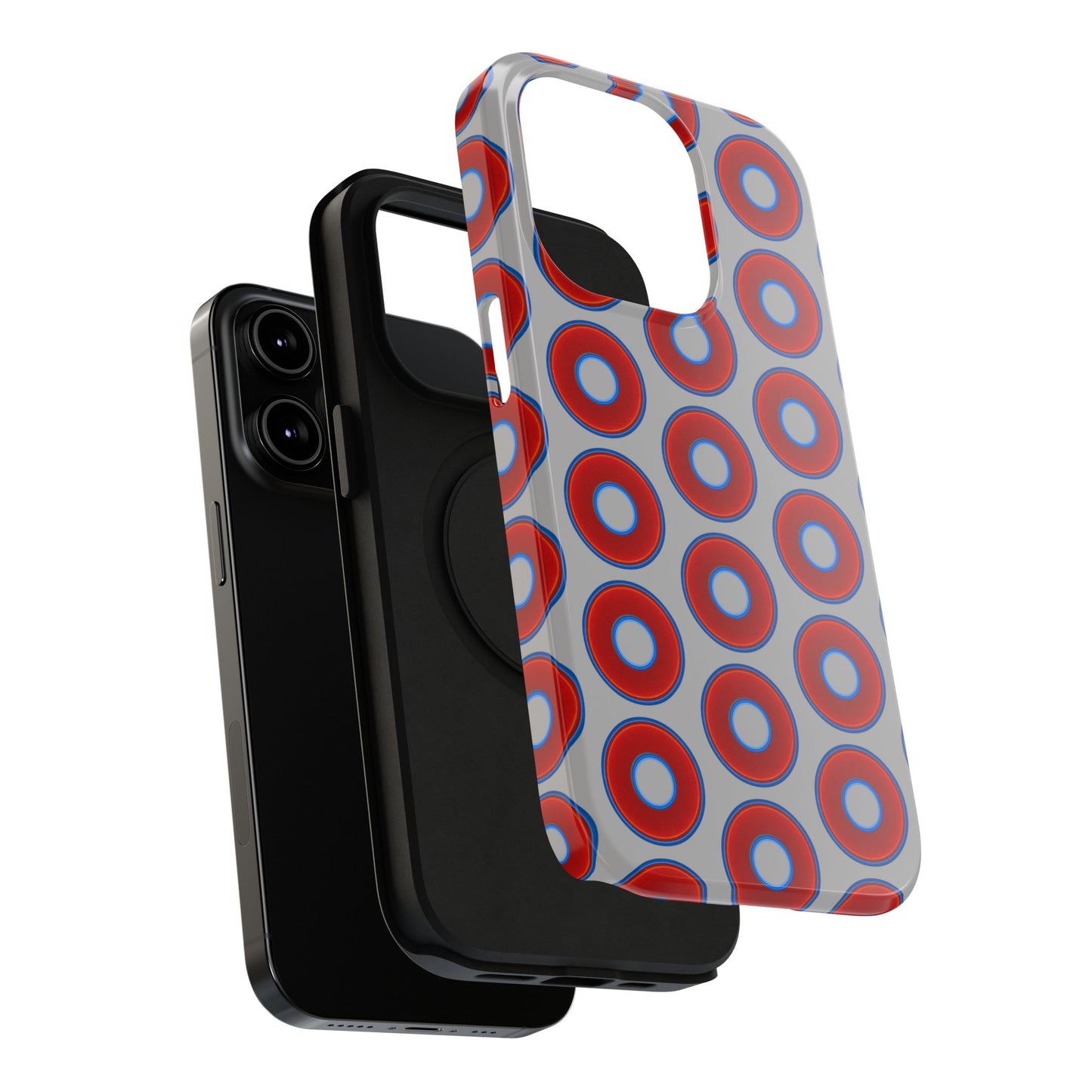 Impact-Resistant Lumpy Donut Case - red vivid donut print w/light gray background