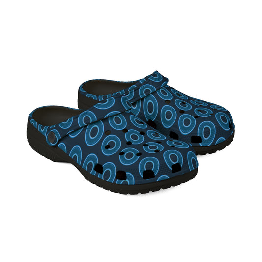 Spatchcocks - donut slip-on shoes - blue rustic donuts w/navy background [unisex]