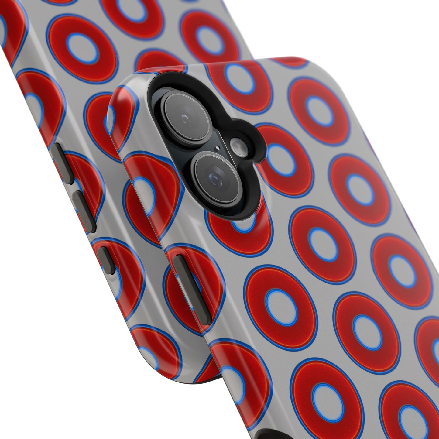 Impact-Resistant Lumpy Donut Case - red vivid donut print w/light gray background