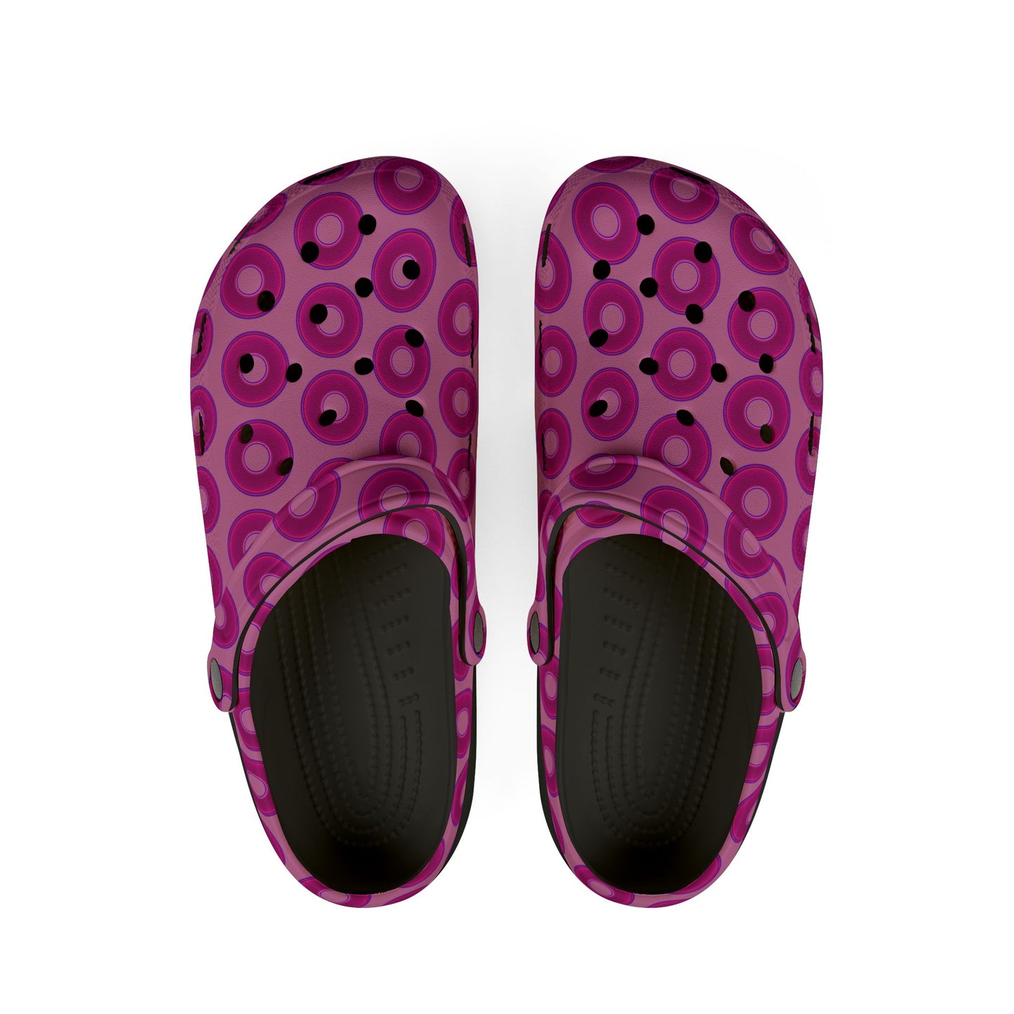 Spatchcocks - donut slip-on shoes - vivid magenta donuts w/pink background [unisex]