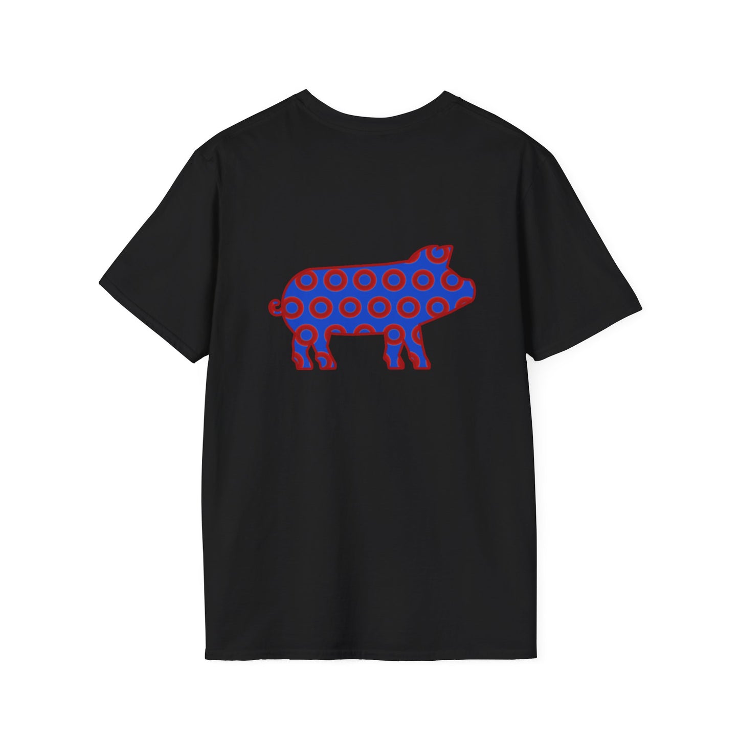 Classic Donut Tee - Unisex Soft-Style - "Guyute's Ugly Donut" - vivid red/blue donut pattern - variant 3