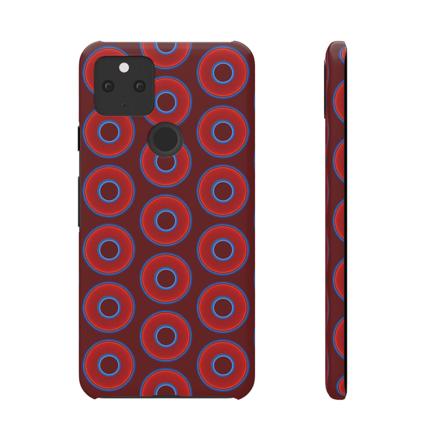 Lumpy Donut Snap Case - red vivid donut print w/dark red background