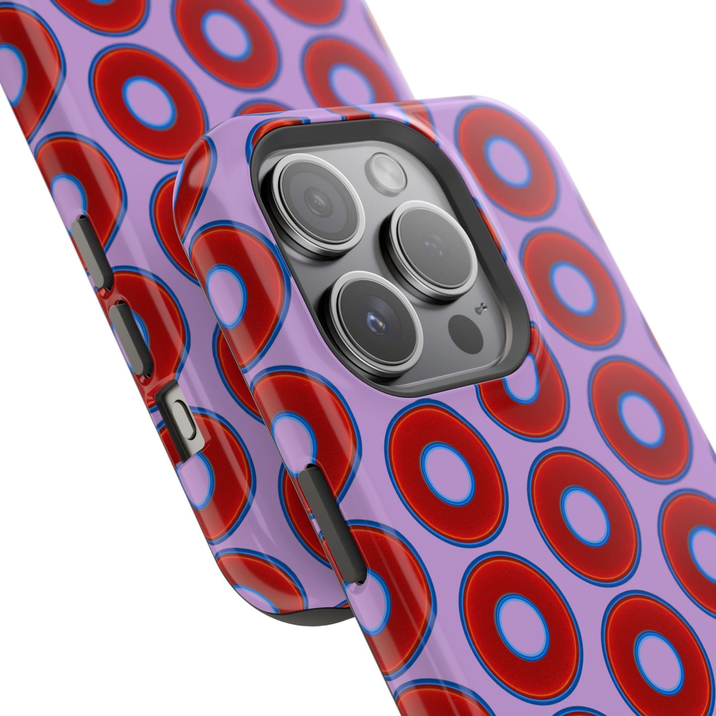 Magnetic Tough Donut Case - red vivid donut print w/wisteria purple background