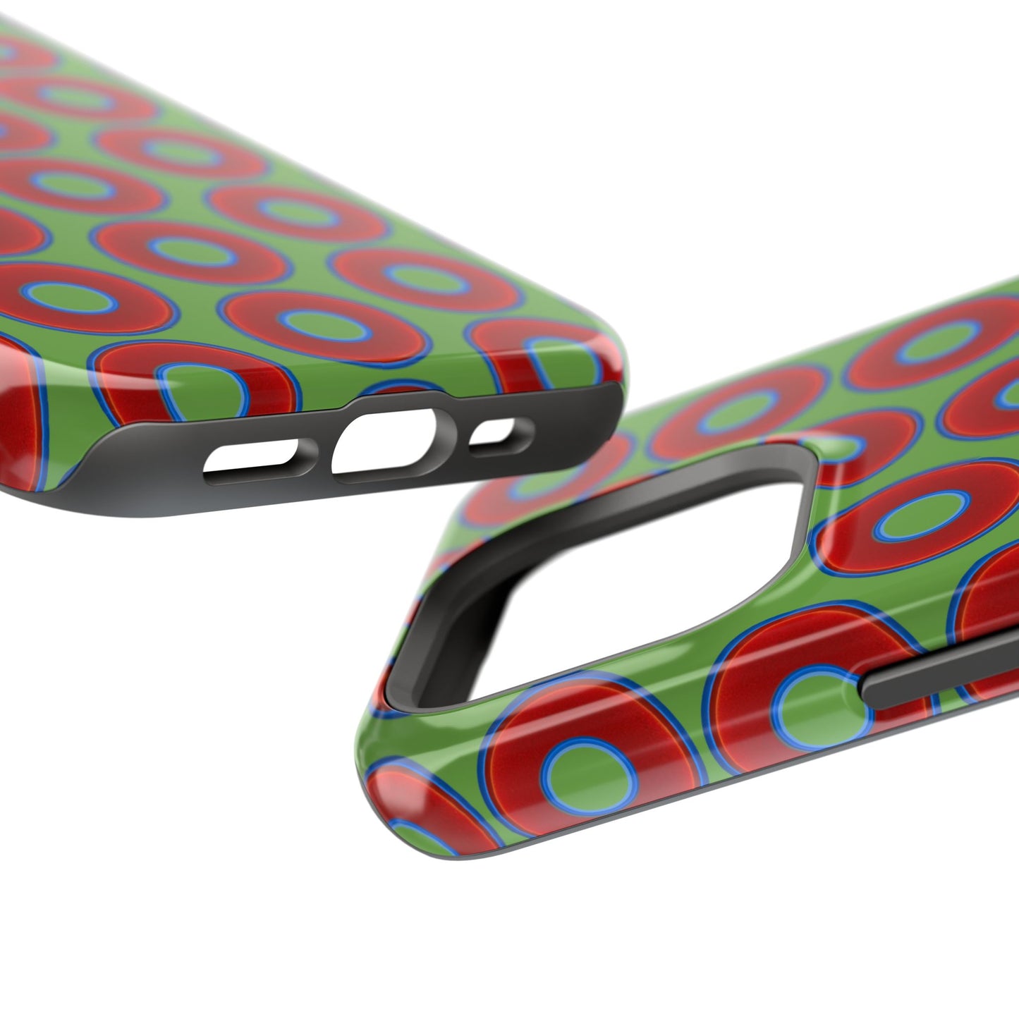 Magnetic Tough Donut Case - red vivid donut print w/light green background