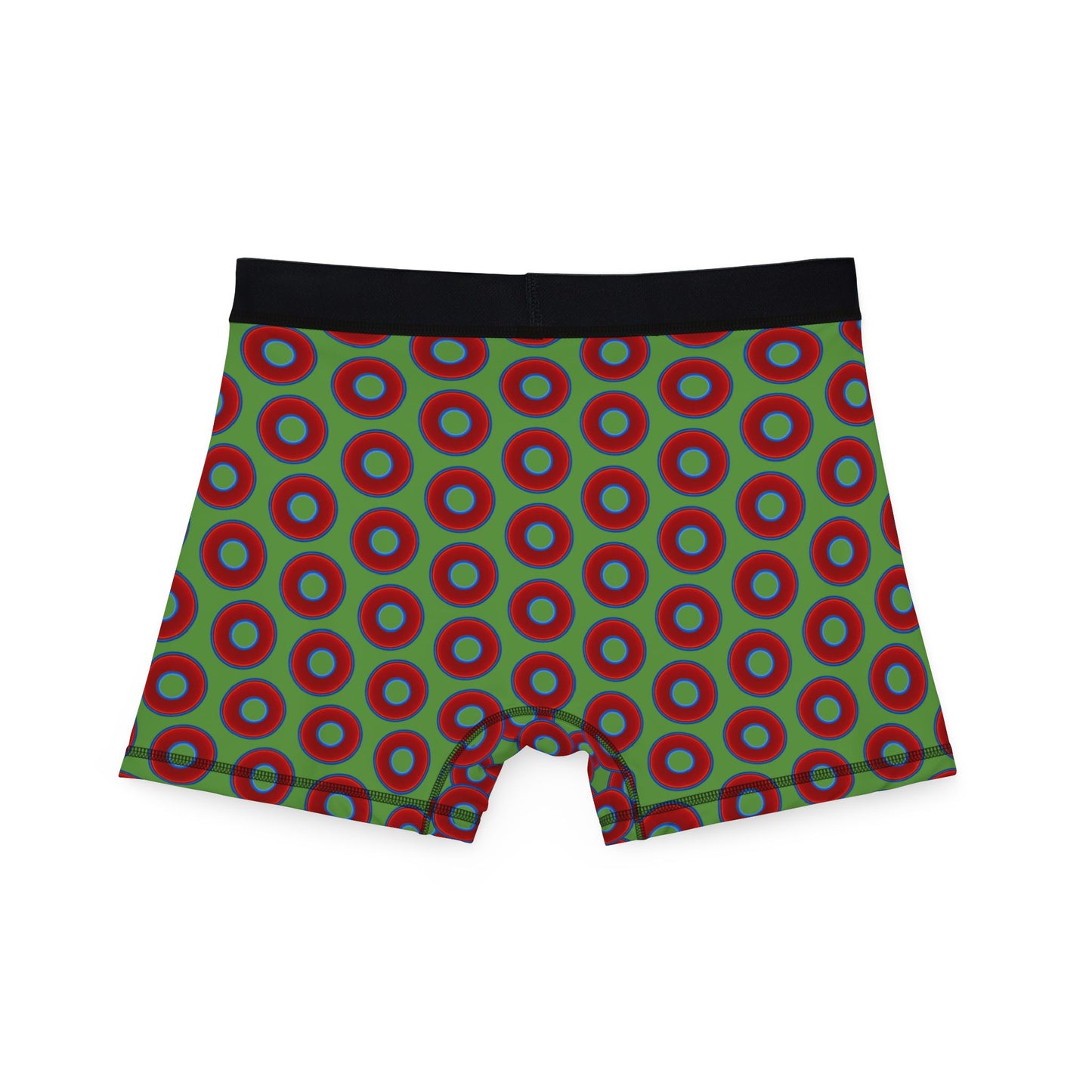 Men's Donut Boxers - red vivid donuts w/light green background