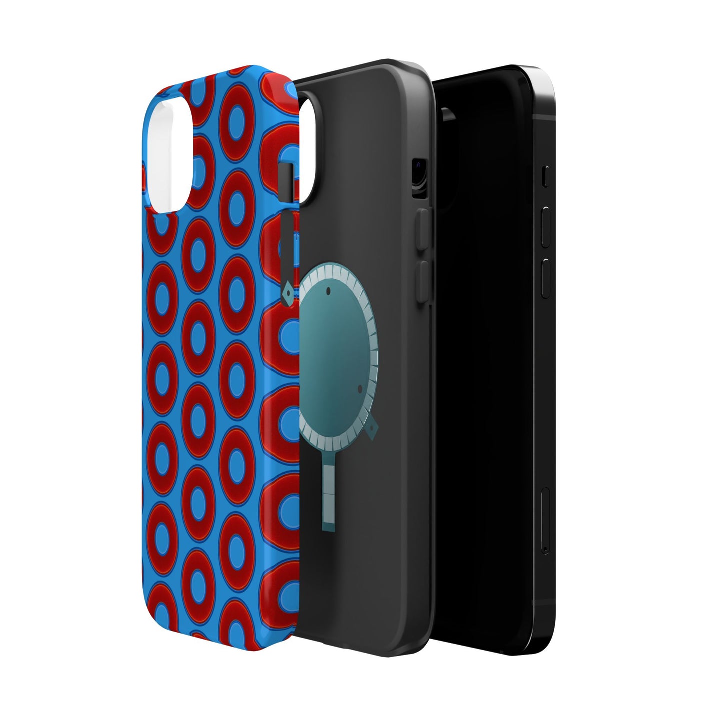 Magnetic Tough Donut Case - red vivid donut print w/sky royal blue background