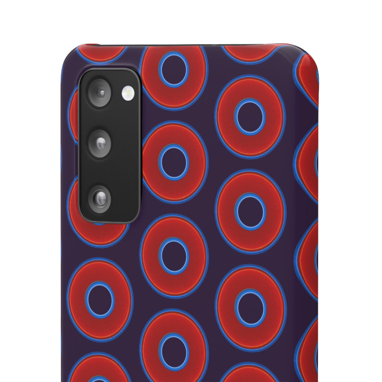 Lumpy Donut Snap Case - red vivid donut print w/midnight purple background