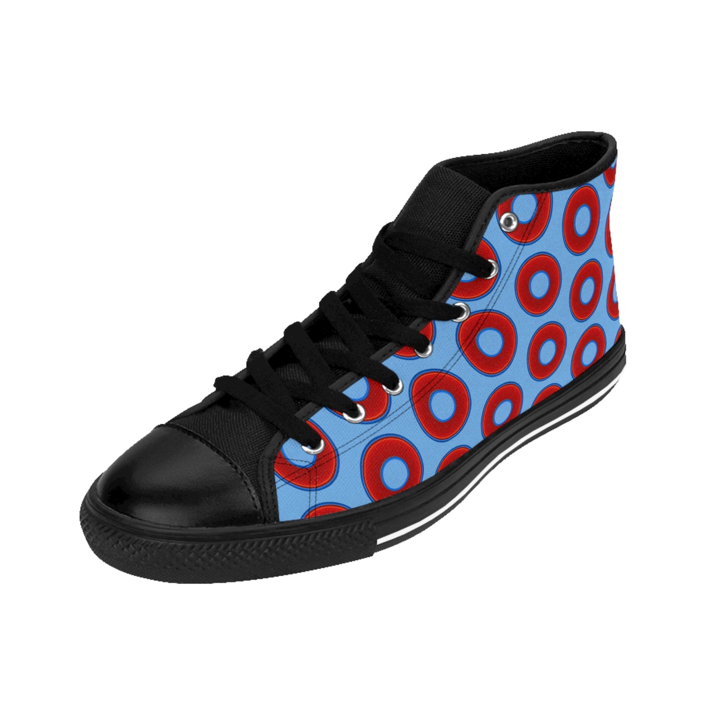 Cushiony Convectors - High Tops - red vivid donuts w/light blue background