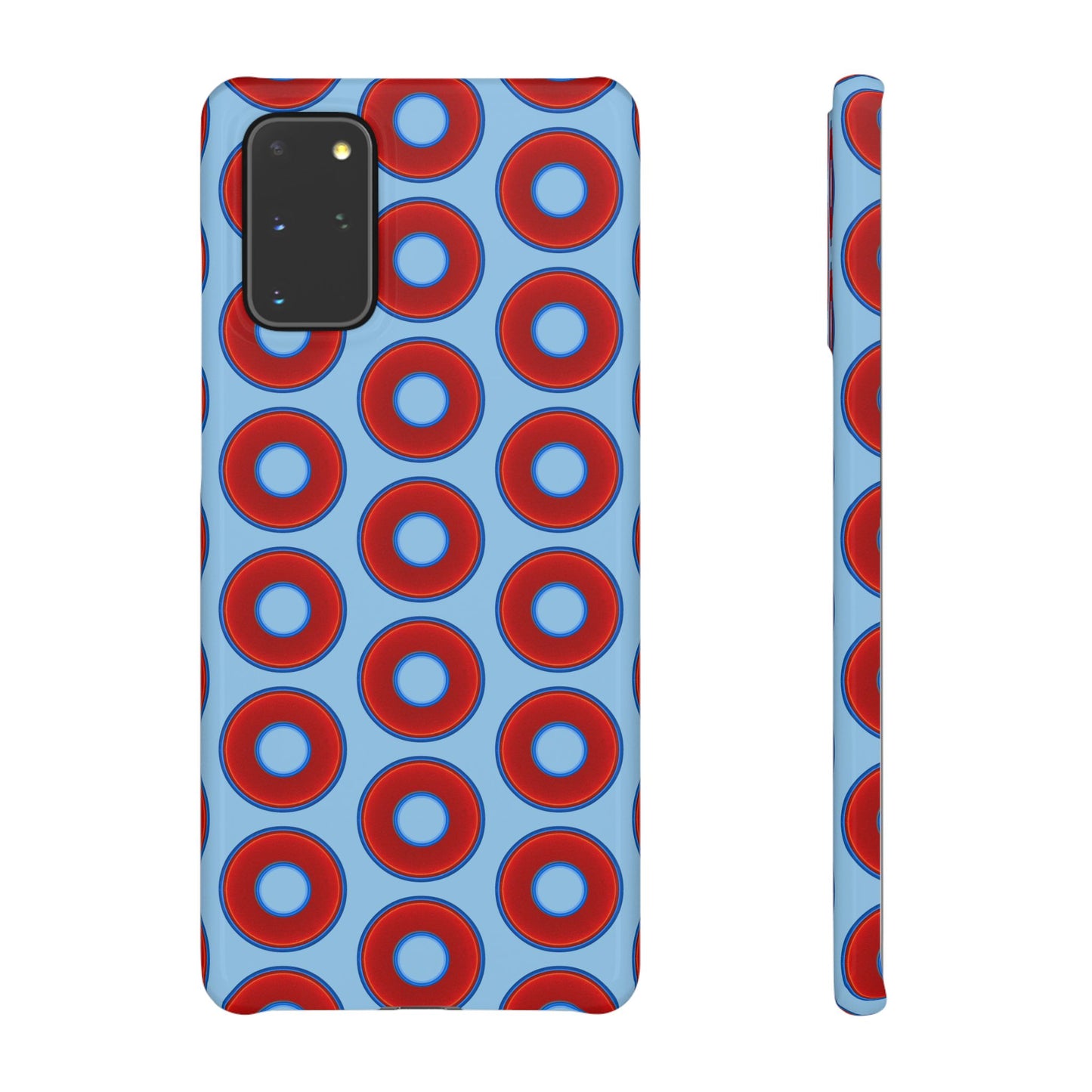 Lumpy Donut Snap Case - red vivid donut print w/sky blue background