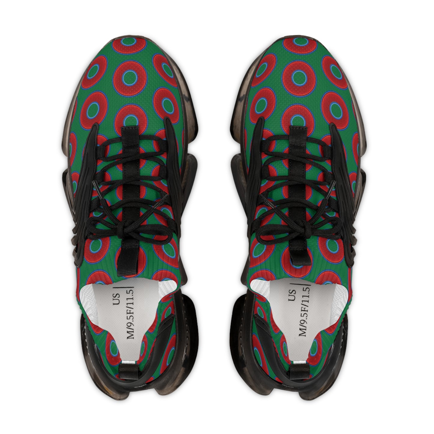 Donut Kicks - red vivid donut print w/green background