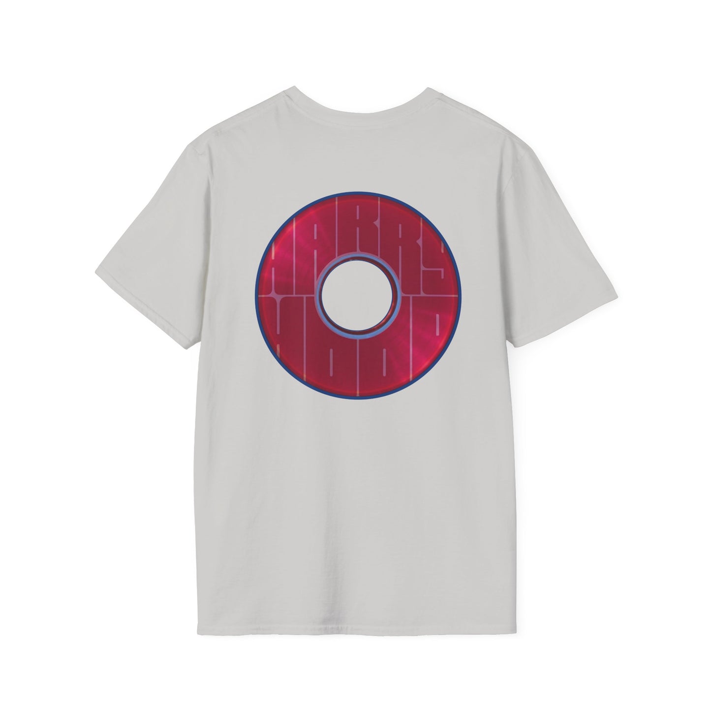Classic Donut Tee - Unisex Soft-Style - "Harry Left His Donut Shirt" - series 1.0  - variant 1 - red/magenta donut - w/hole