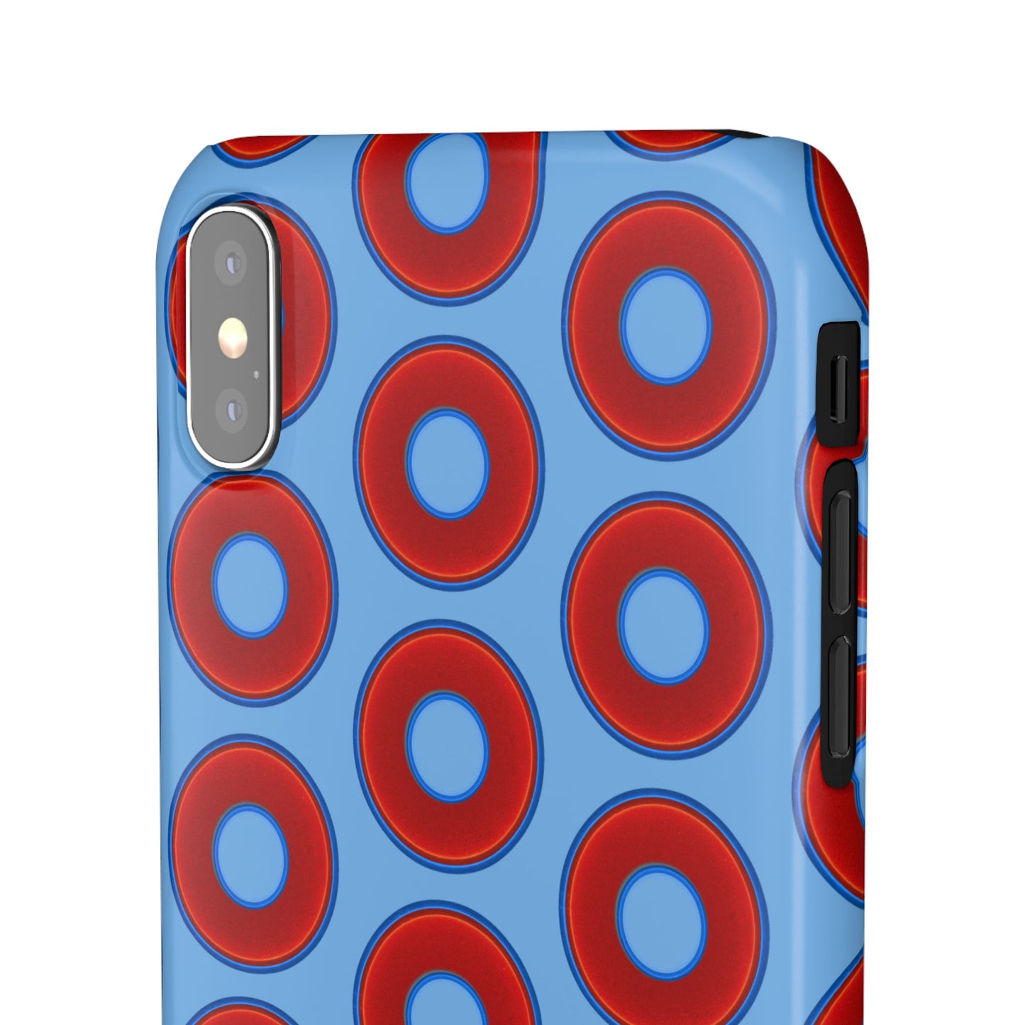 Lumpy Donut Snap Case - red vivid donut print w/light blue background