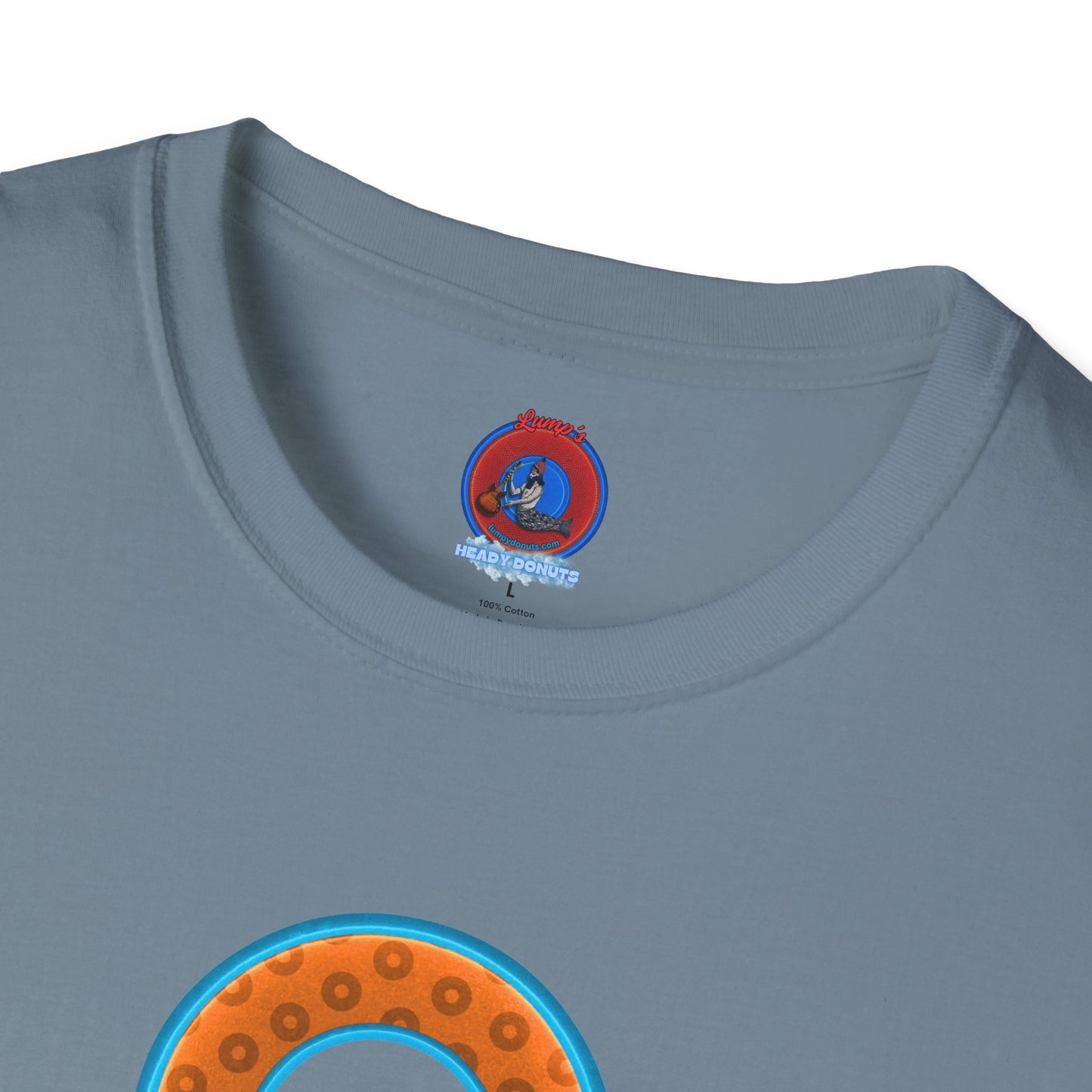 Plain Donuts/Unisex Soft-Style - "Plain Wide Mouthed Paradoxical Donuts" - orange/aquamarine blue donuts