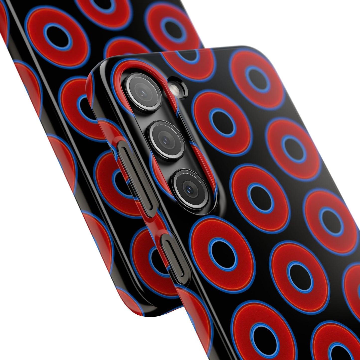 Lumpy Donut Snap Case - red vivid donut print w/black background