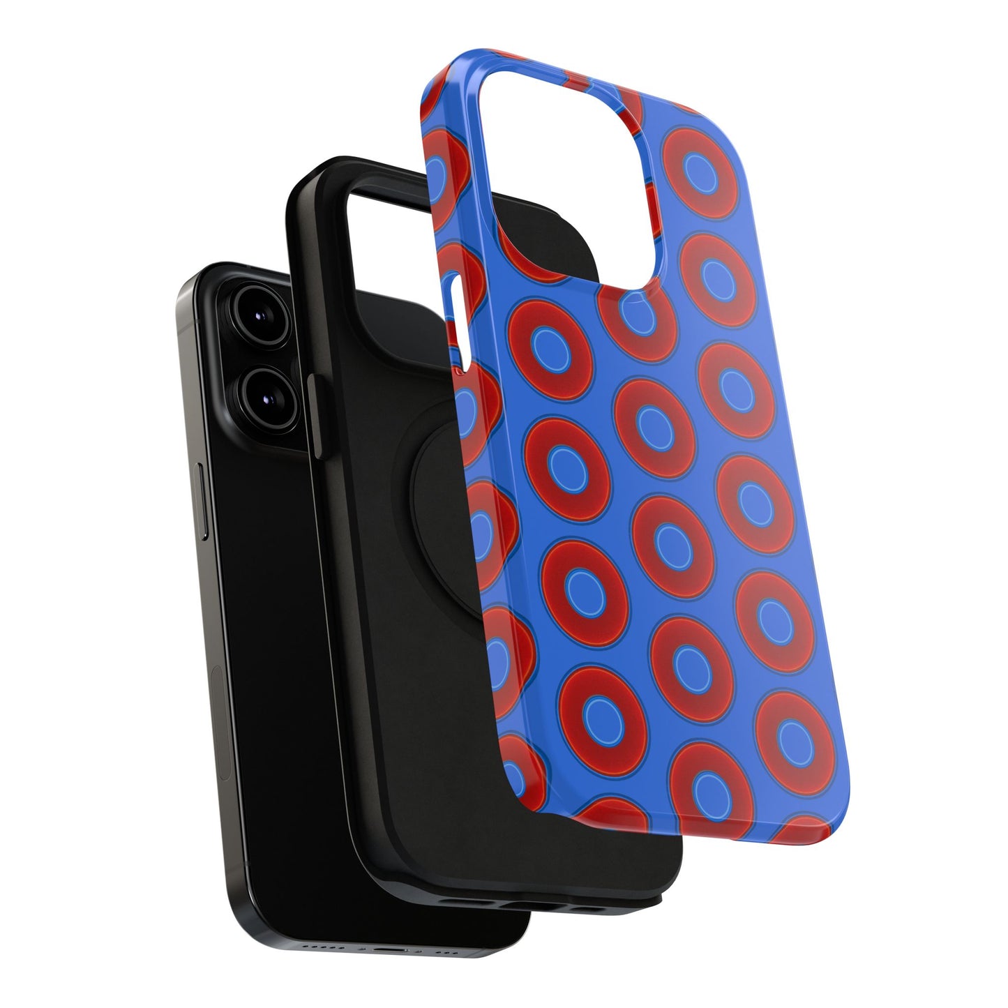 Impact-Resistant Lumpy Donut Case - red vivid donut print w/medium royal blue background