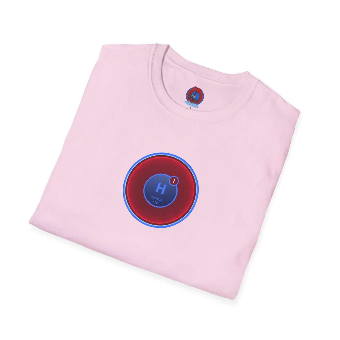 Classic Donut Tee - Unisex Soft-Style - "I am 10% Hydrogen Tee" - vivid red/light blue donut