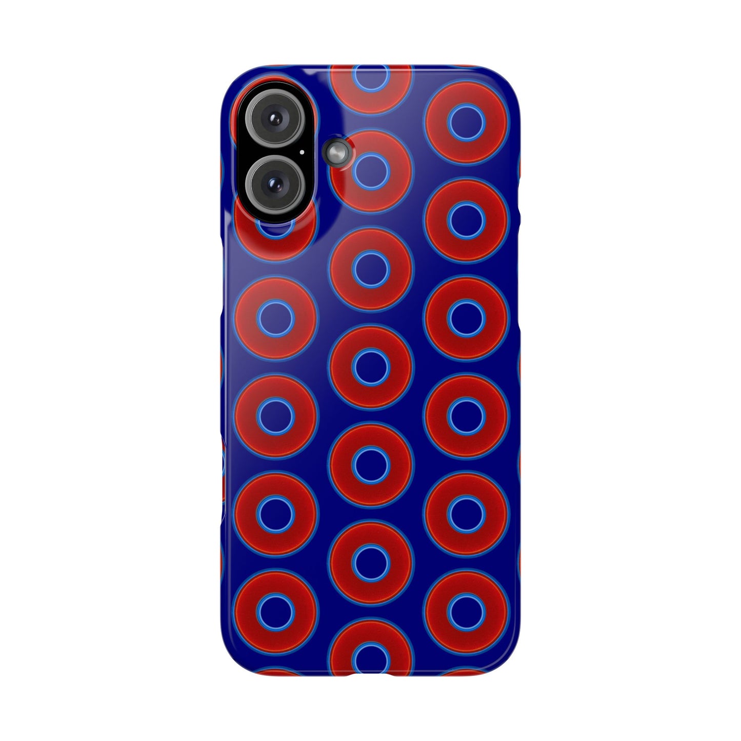 Lumpy Donut Snap Case - red vivid donut print w/vivid navy blue background