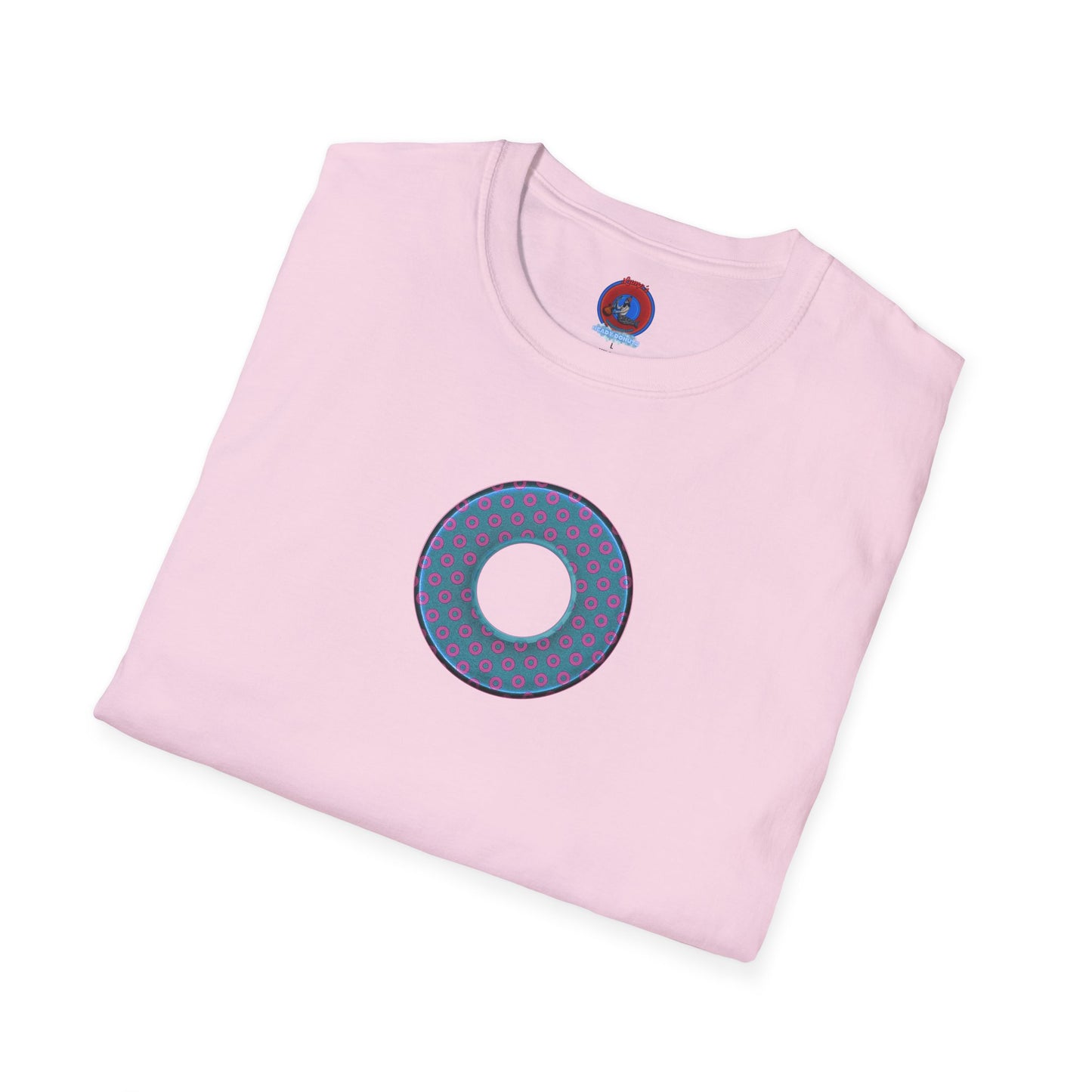 Plain Donuts/Unisex Soft-Style - "Plain Electric Paradoxical Donuts" - light blue/magenta donuts