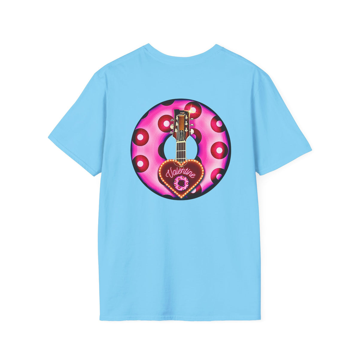 Classic Donut Tee - Unisex Soft-Style - "Would You Be My Donut?" - paradoxical bubblegum pink/red donut - variant 2