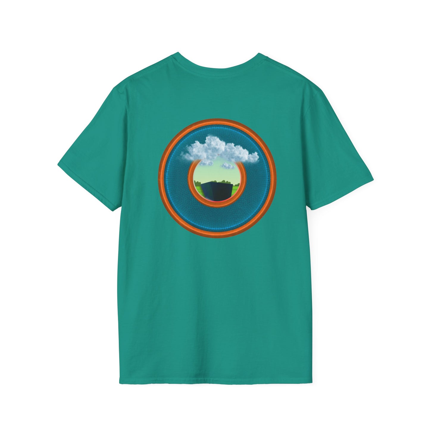 Classic Donut Tee - Unisex Soft-Style - "Got Rhombus?" - series 1.0  - variant 3 - aquamarine/orange donut