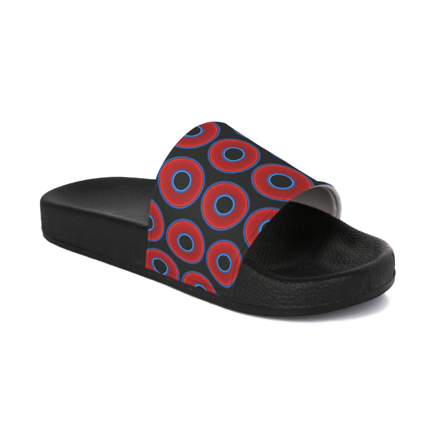 Lumpy Sandals - slip-ons - red vivid donuts w/midnight moss green background