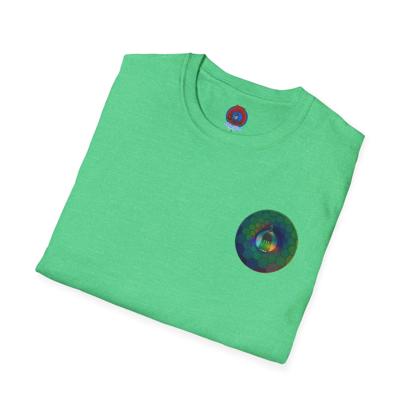 Classic Donut Tee - Unisex Soft-Style - "Save the Mondegreen City Hall Clock Tower" - hexadonut - series 1.0 -variant 1 - green donut