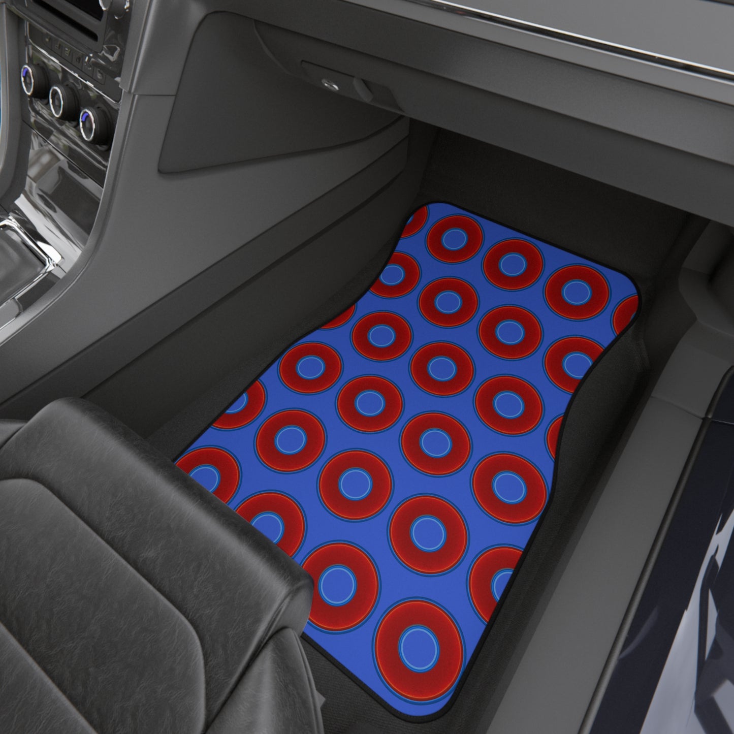 Contacted Car Mats - vivid donut print w/royal blue background