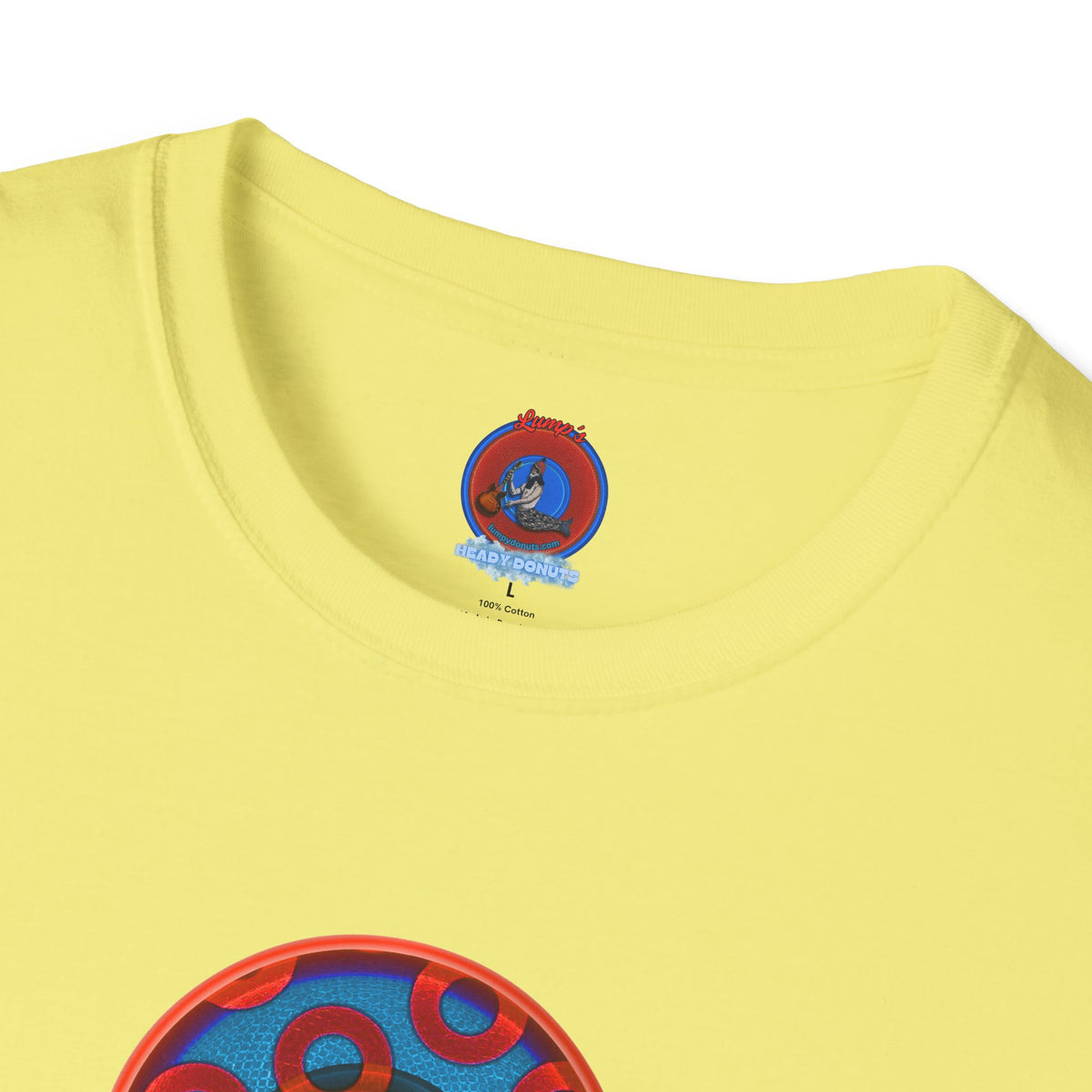 Classic Donut Tee - Unisex Soft-Style - "Wooked Cream - YEMSG Donut " - blue/red rustic paradox donut - variant 1