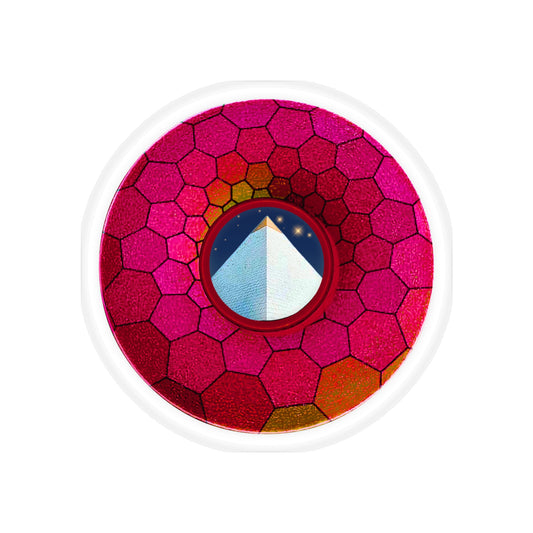 Donut Bumper/Outdoor Sticker - "Limestone Donuts so Large" - series 1.0 - variant 7 - magenta hexadonut w/garage - [Die-Cut] 6"x 6"