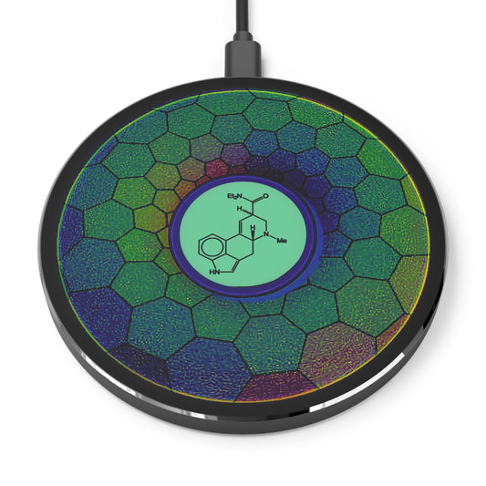 The Flow - Wireless Lumpy Donut Chargers - "Dr. Albert Hofmann" - green hexadonut w/black background - variant 3