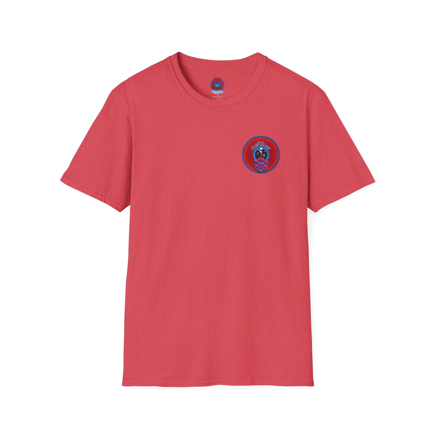 Classic Donut Tee - Unisex Soft-Style - "Phishmas Caroler's Tee " - vivid red/blue donut - variant 4