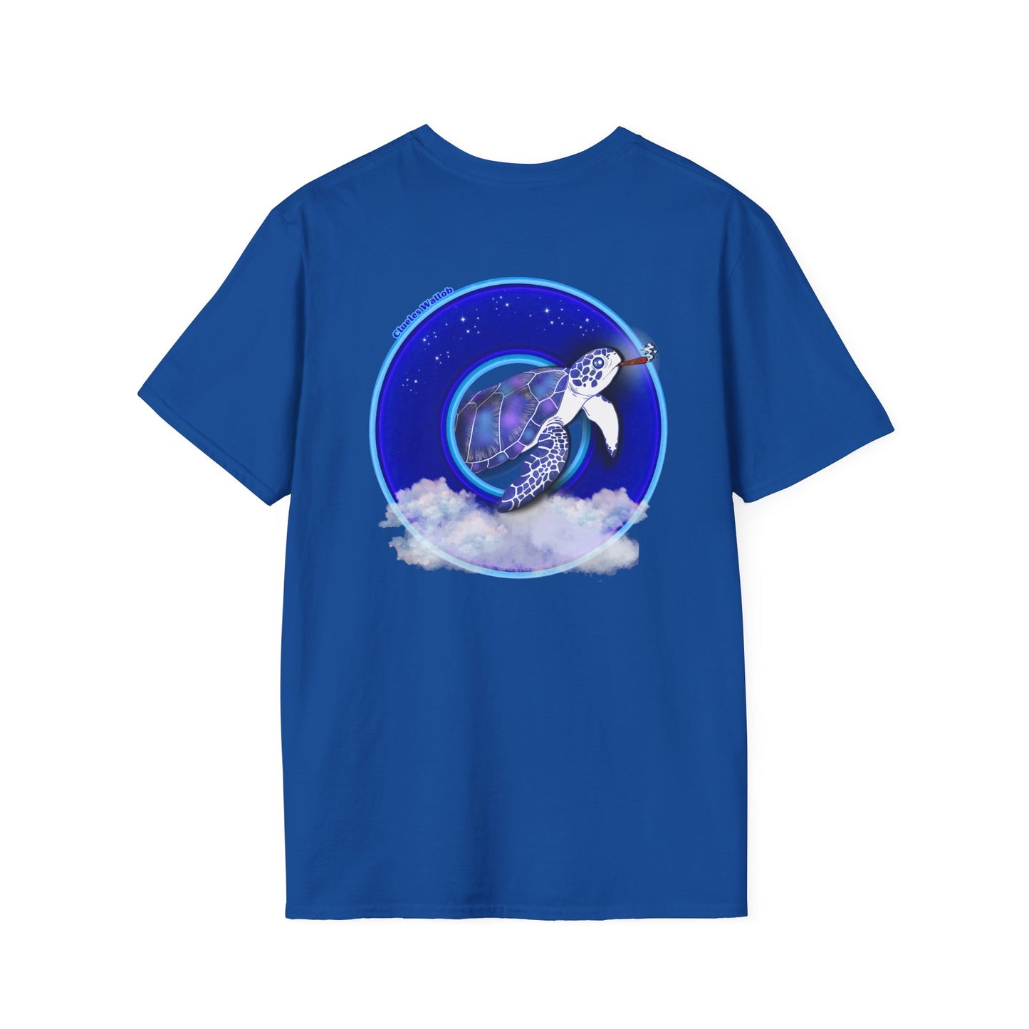 Classic Donut Tee - Unisex Soft-Style - "Clueless Wallob's Donuts" - vivid blue sky donut