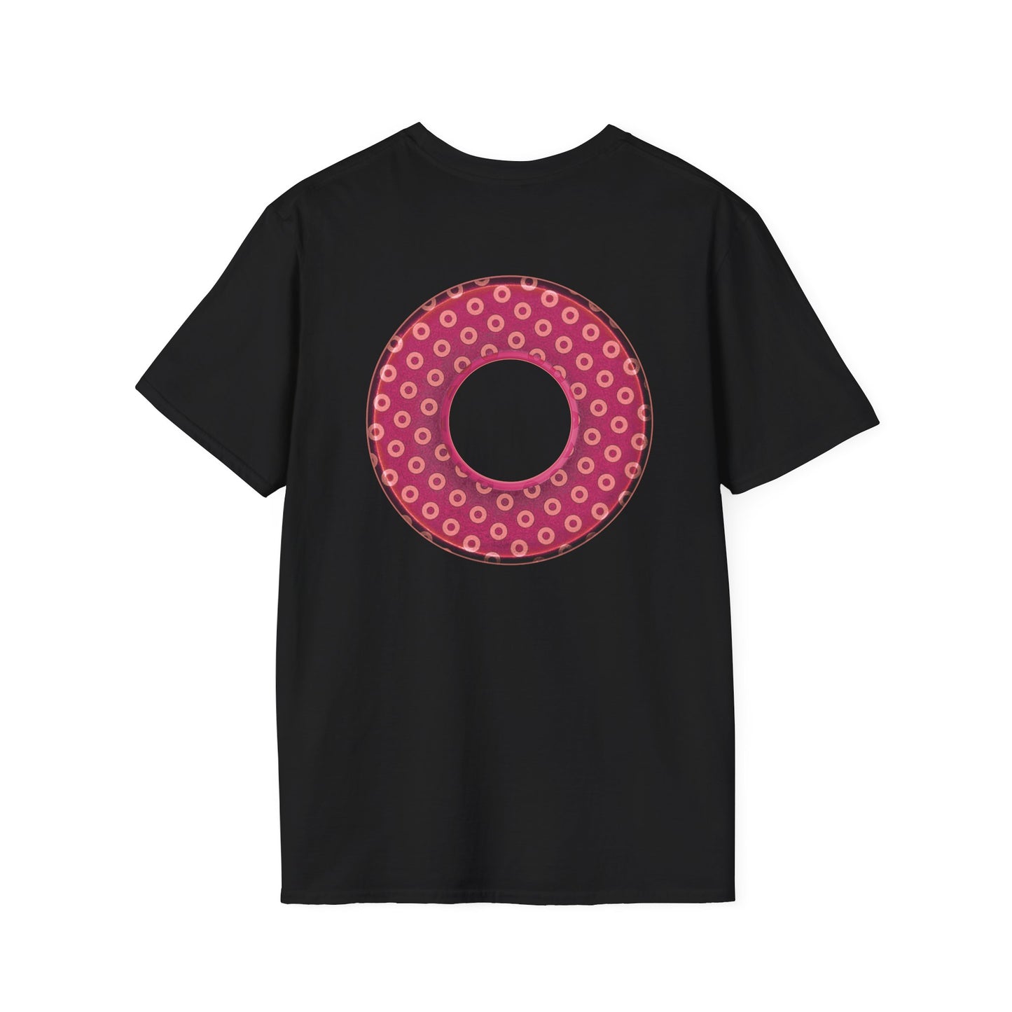 Plain Donuts/Unisex Soft-Style - "Plain Electric Paradoxical Donuts" - dark magenta/coral donuts