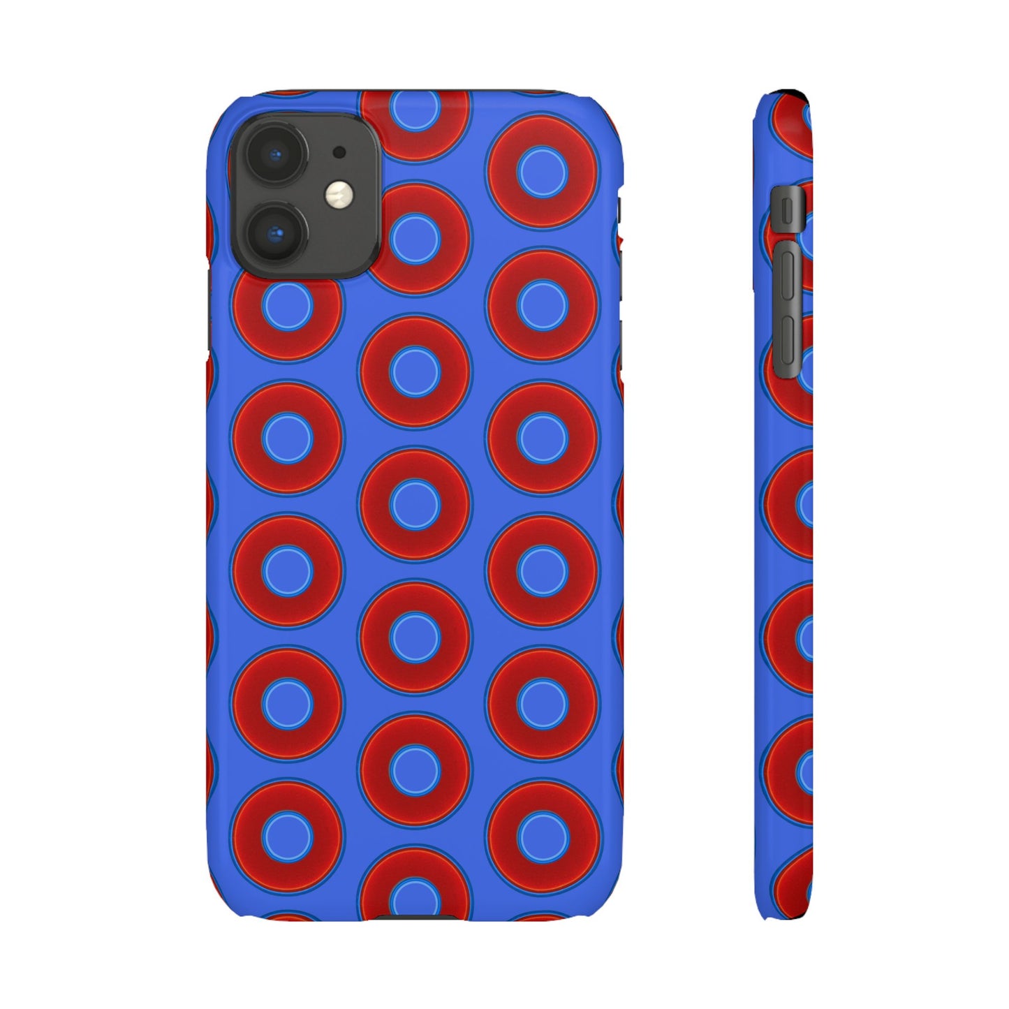 Lumpy Donut Snap Case - red vivid donut print w/royal blue background