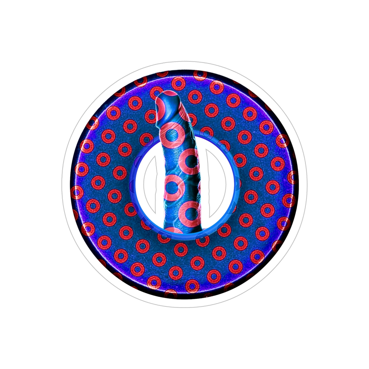 Donut Bumper/Outdoor Sticker - "Sir Richard's Phamous Donut" - series 1.0 - red/blue paradoxical donut - [Die-Cut] 6"x 6"