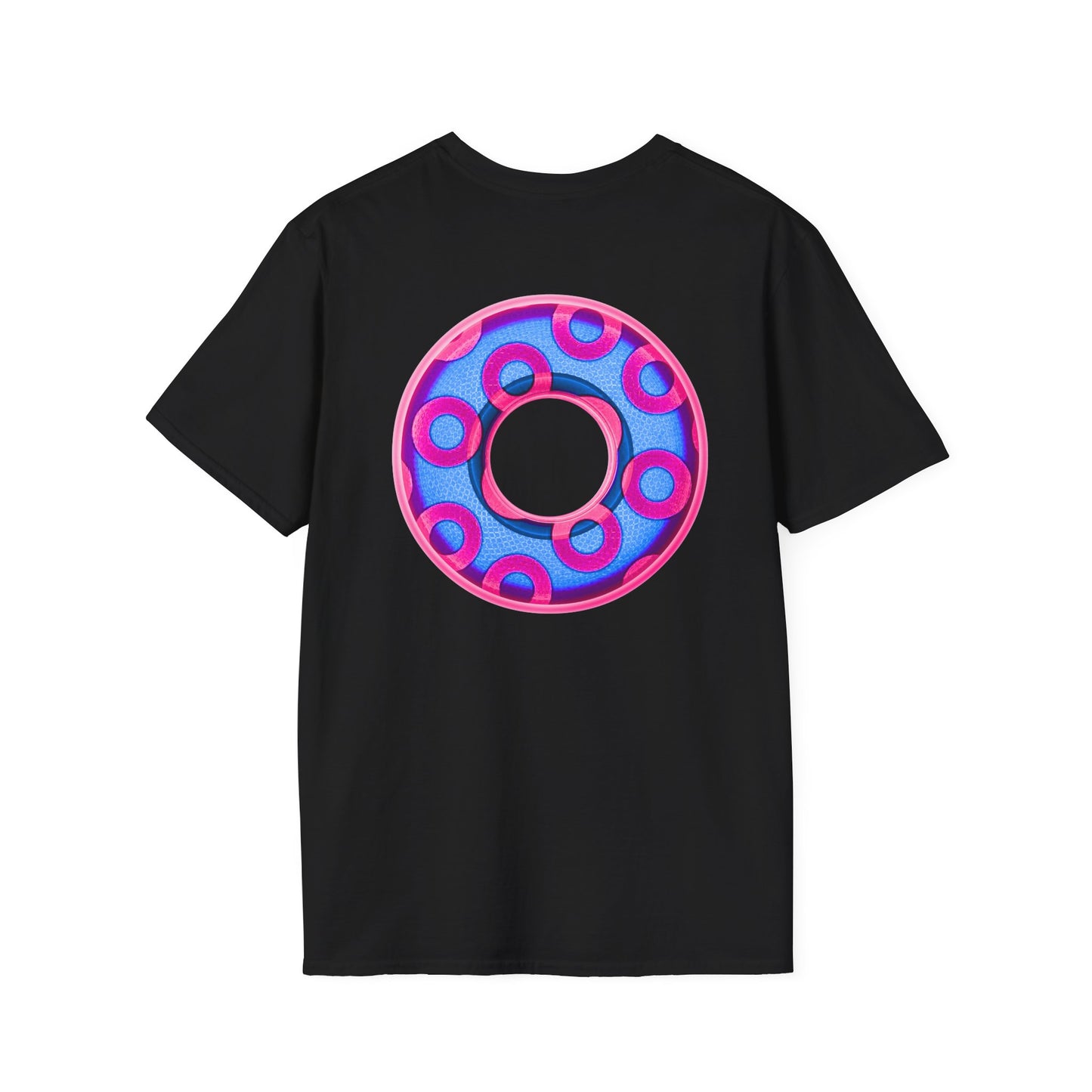 Plain Donuts/Unisex Soft-Style - "Plain Rustic Paradoxical Donuts" - light blue/magenta donuts