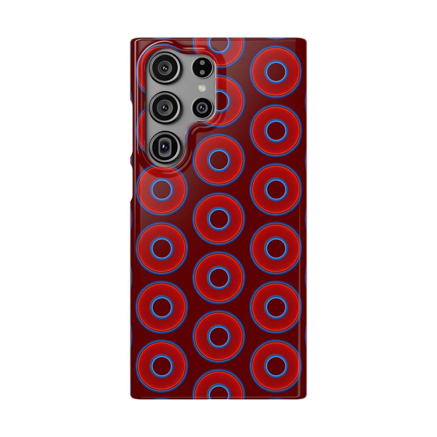 Lumpy Donut Snap Case - red vivid donut print w/dark red background