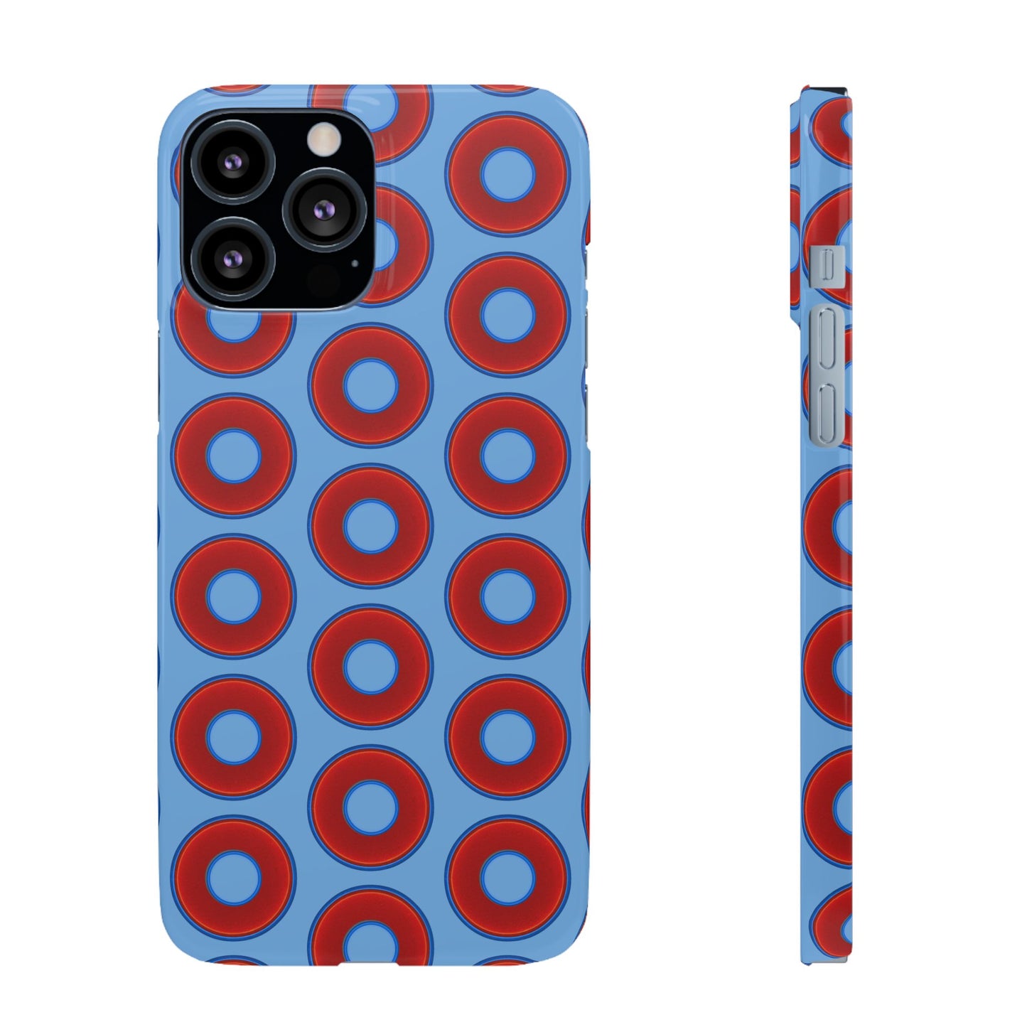 Lumpy Donut Snap Case - red vivid donut print w/light blue background