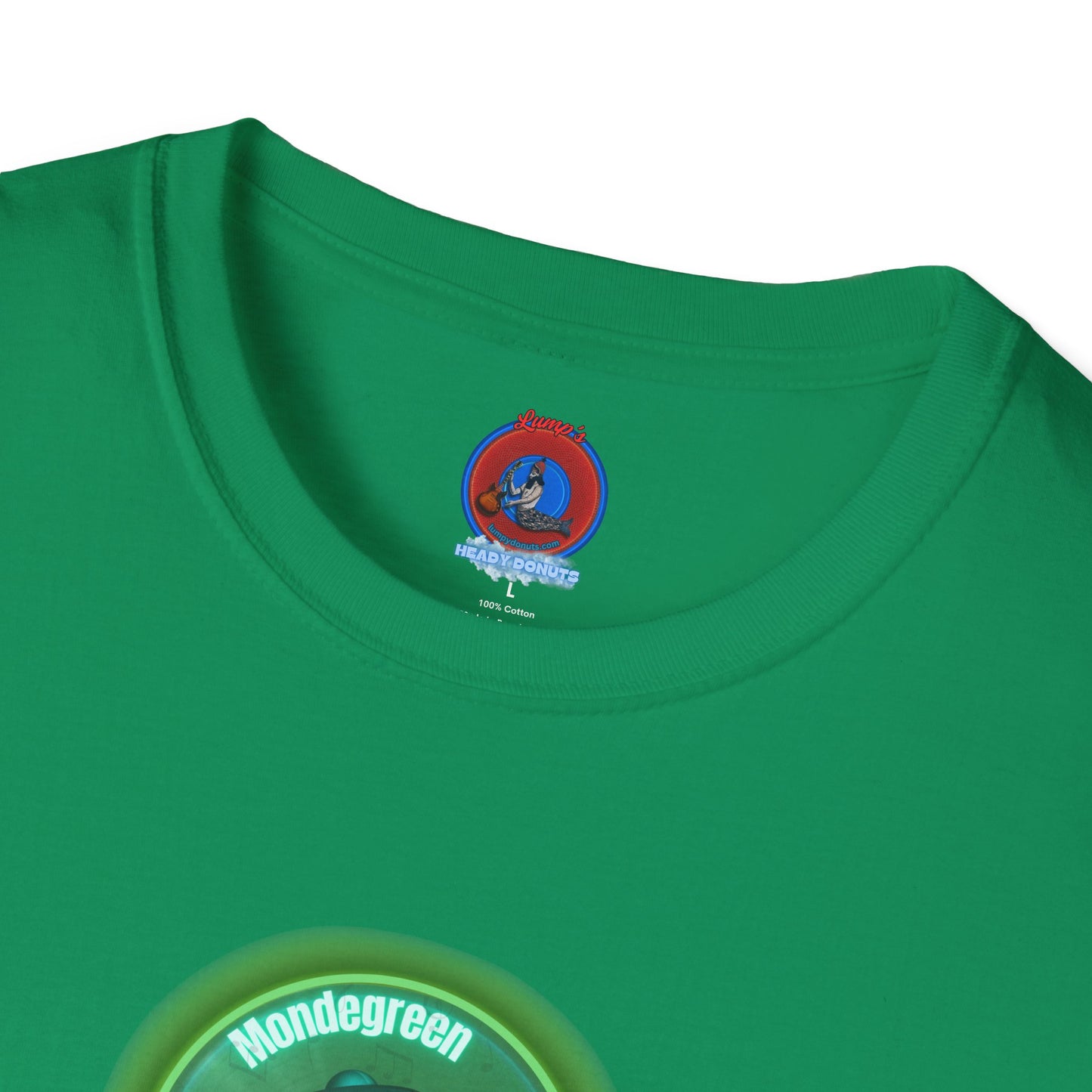 Classic Donut Tee - Unisex Soft-Style - "Close Encounters of the Delaware kind - Mondegreen Donut"  " variant 1 - green donut