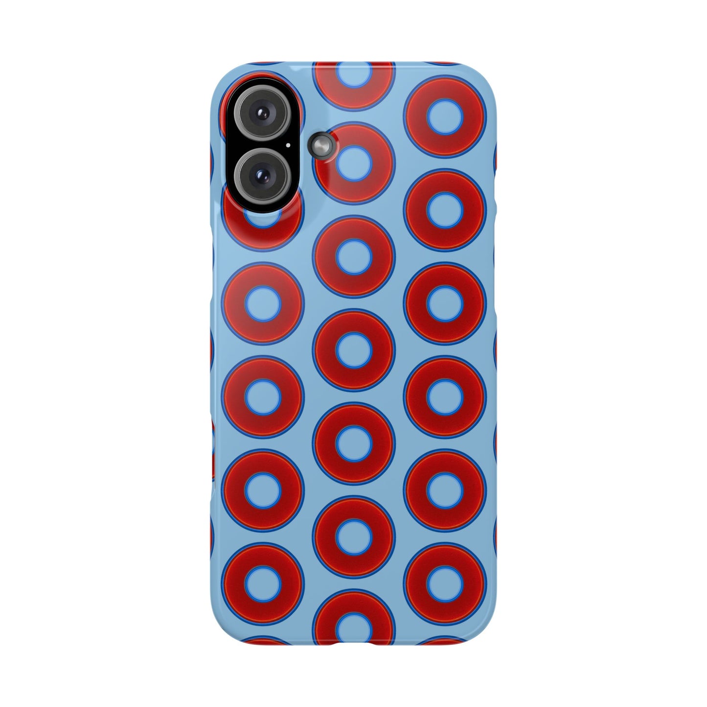 Lumpy Donut Snap Case - red vivid donut print w/sky blue background