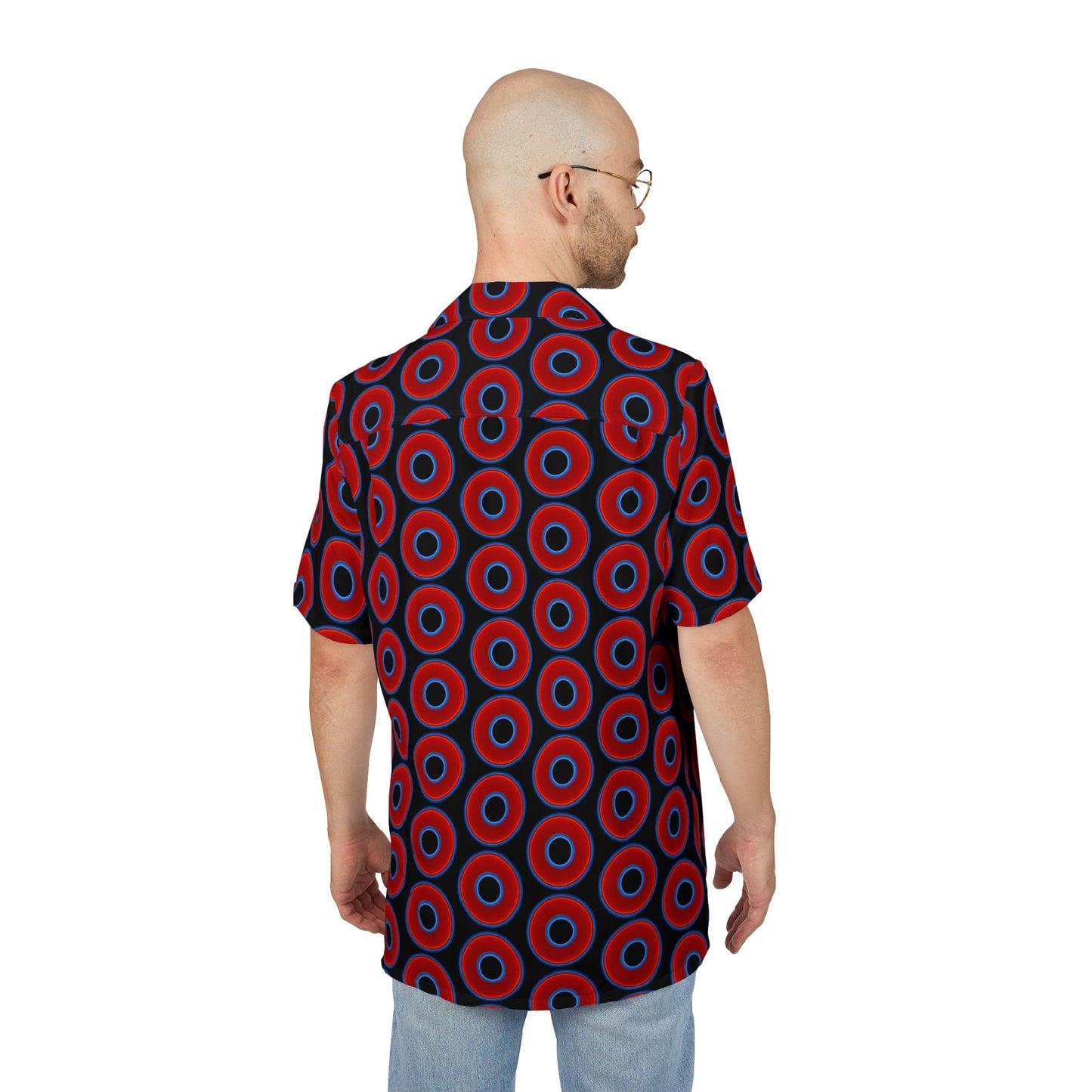 Wilson's 'Epic Hawaiian-Punch' Shirt - vivid red donut print w/black background [unisex]