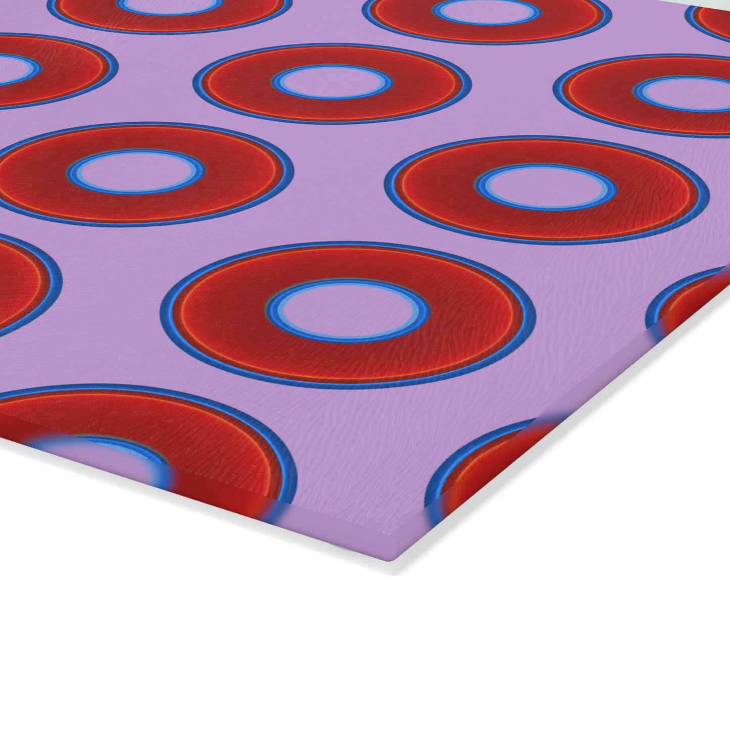 My Friend's Cutting Board - vivid red donuts w/wisteria purple background