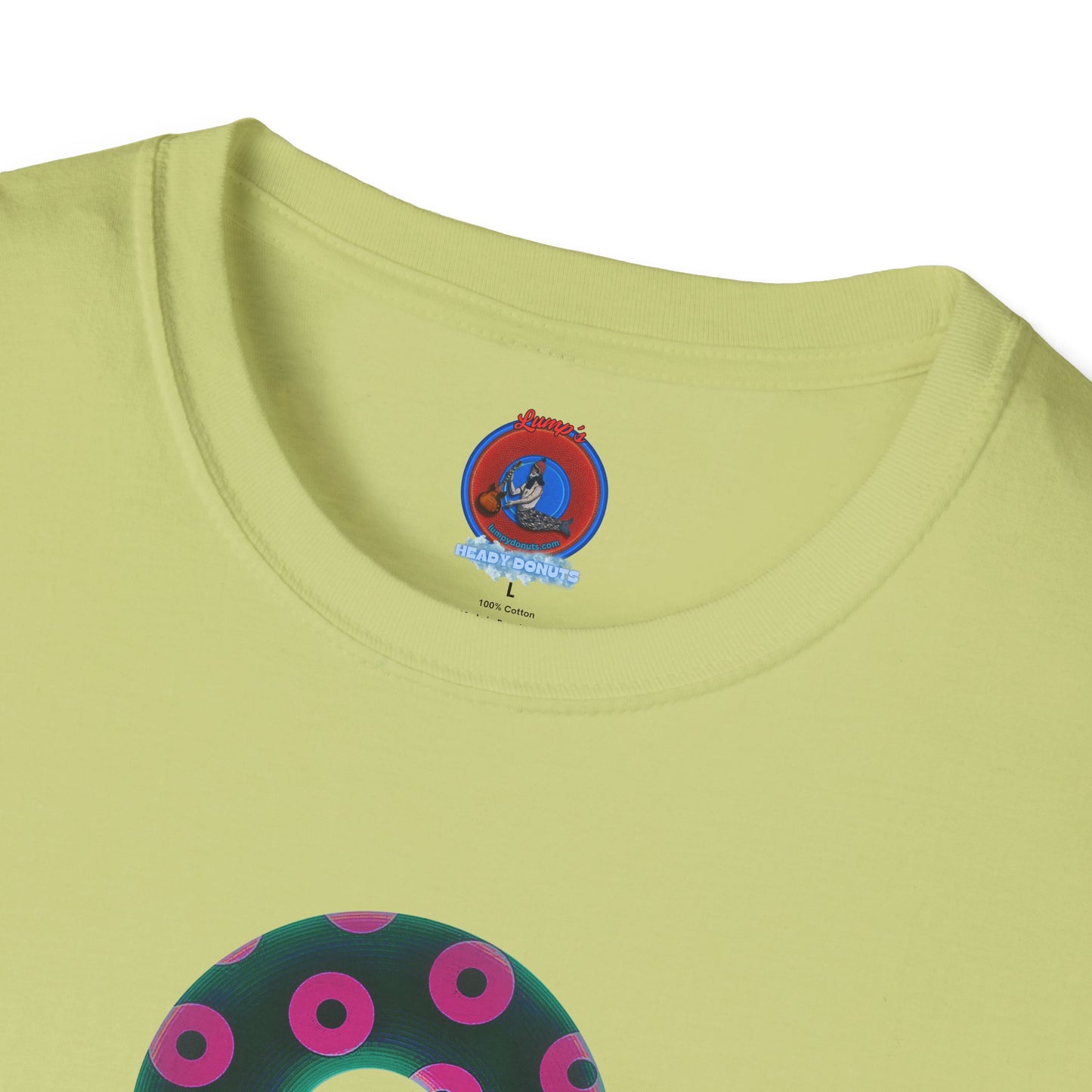 Plain Donuts/Unisex Soft-Style - "Plain Blimpy Paradoxical Donuts" - dark green/magenta donuts