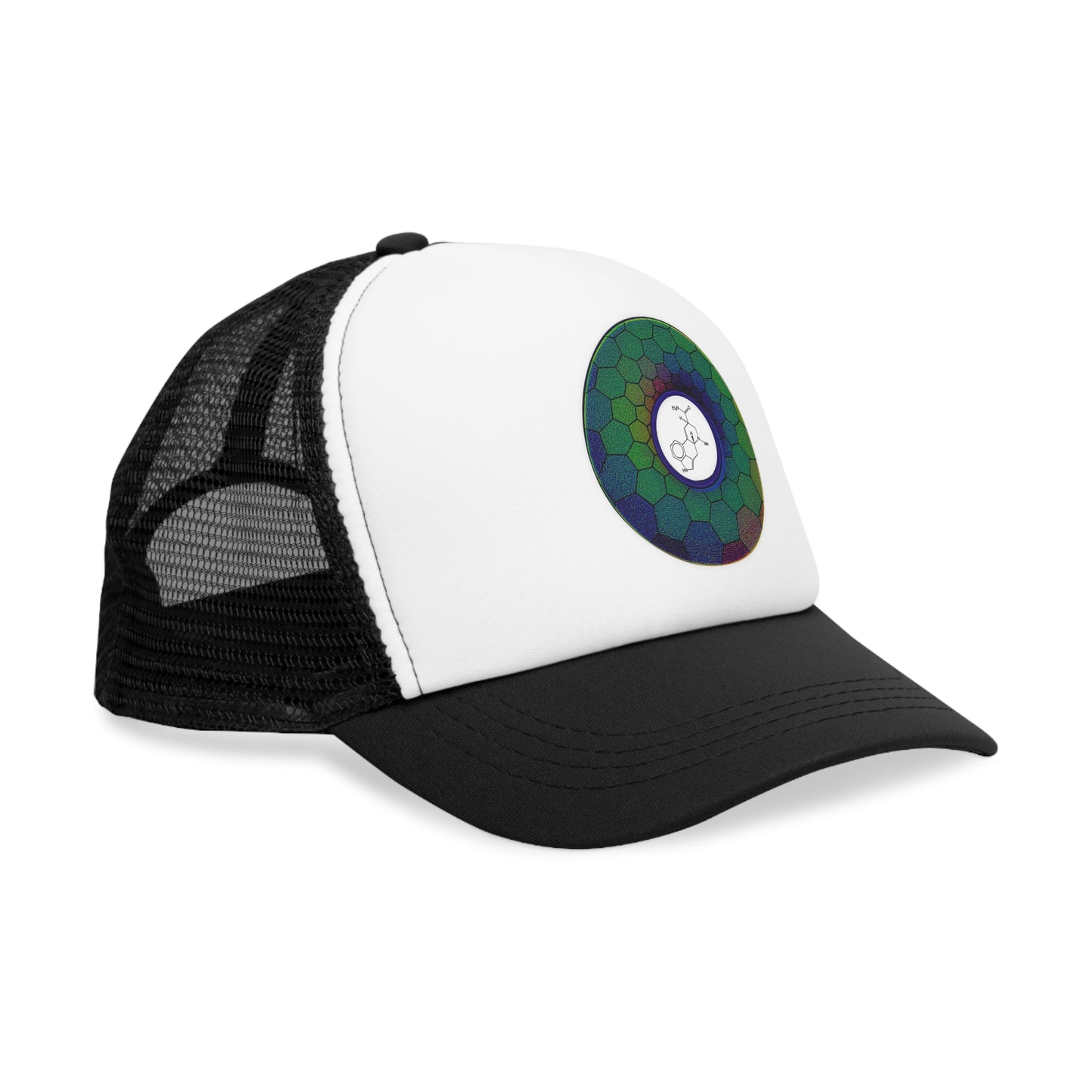 Lumpy Trucker Hat - "Albert Hofman's Donut" - variant 1 - green hexadonut