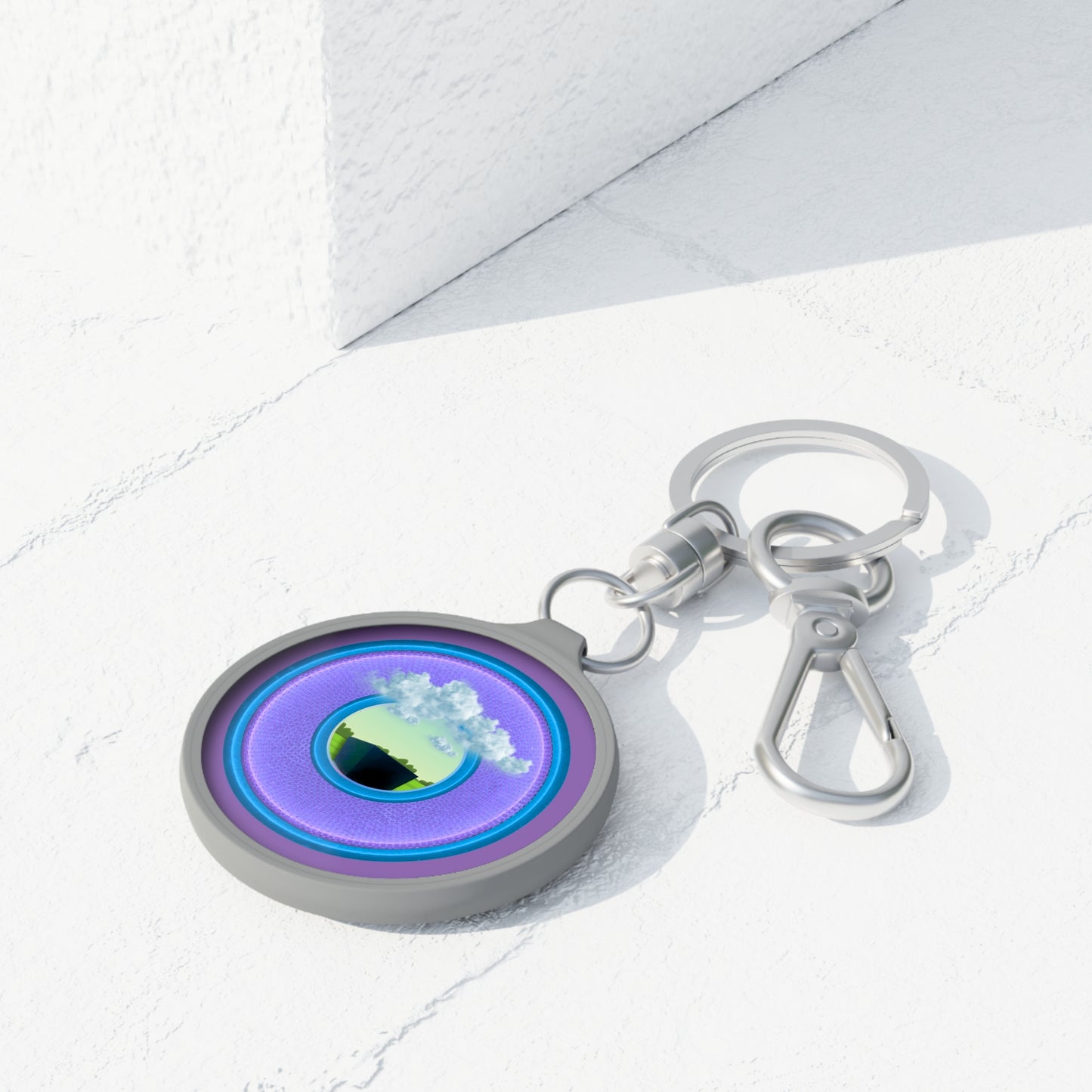 Lumpy Donut Keychain - "Got Rhombus? " - series 1.0 - variant 4 - purple/blue donut