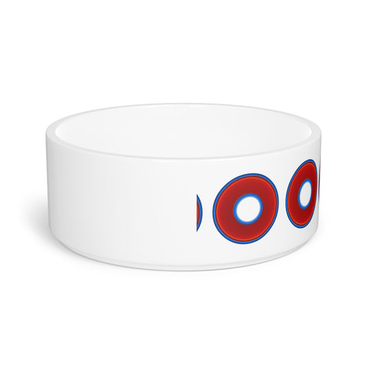 16 oz Lumpy Pet Bowl - vivid red donuts w/white background