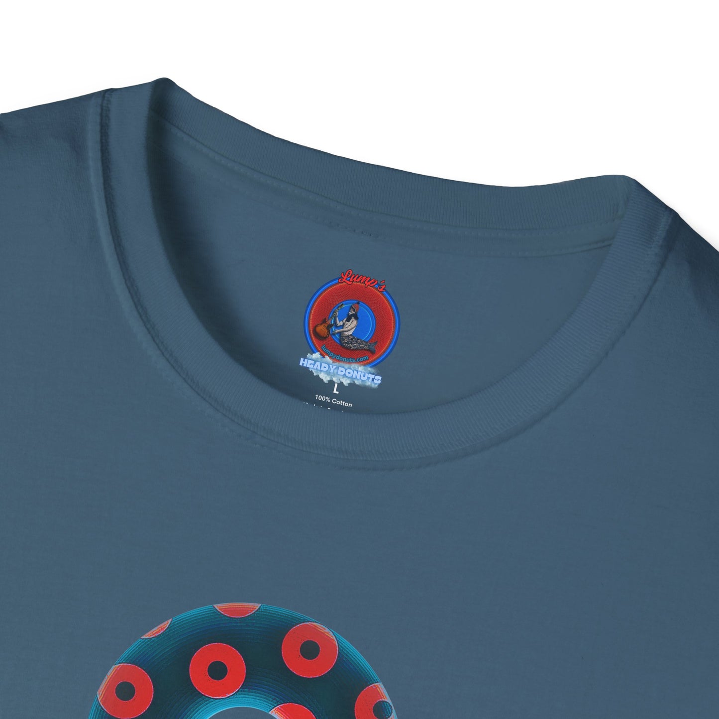 Plain Donuts/Unisex Soft-Style - "Plain Blimpy Paradoxical Donuts" - steel blue/red donuts