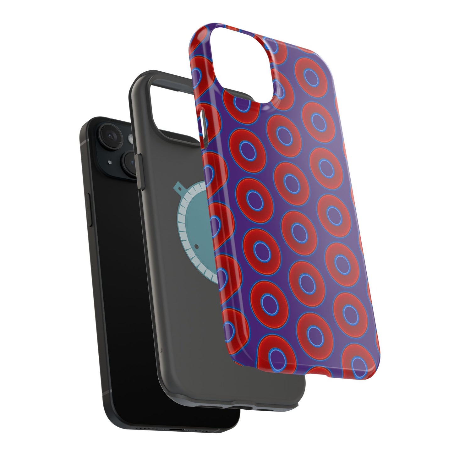 Magnetic Tough Donut Case - red vivid donut print w/purple background