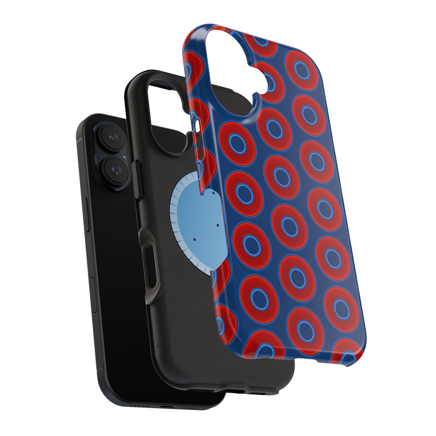 Magnetic Tough Donut Case - red vivid donut print w/Atlantic navy blue background